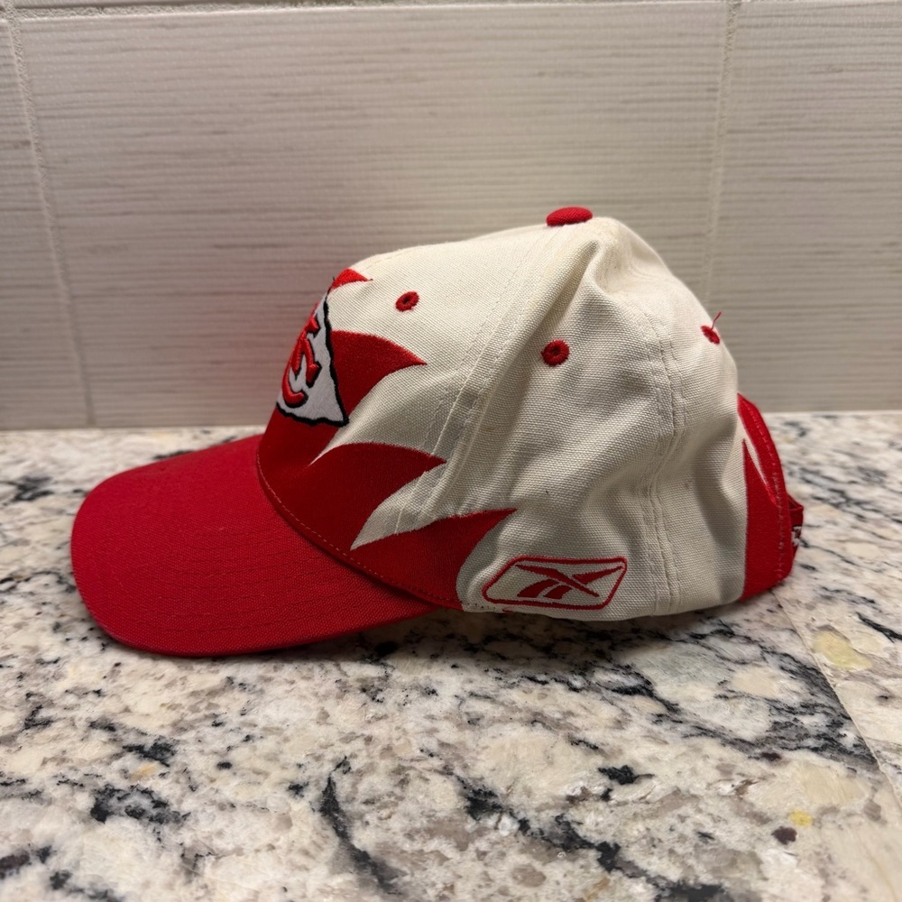 Vintage 90s Kansas City Chiefs Sharktooth Snapback Hat NFL Reebok - Picture 2 of 5